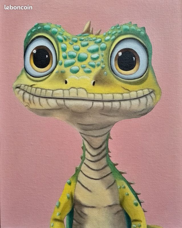 Peinture, caricature animaliere, huile sur toile format 24/30 cm (image 1)