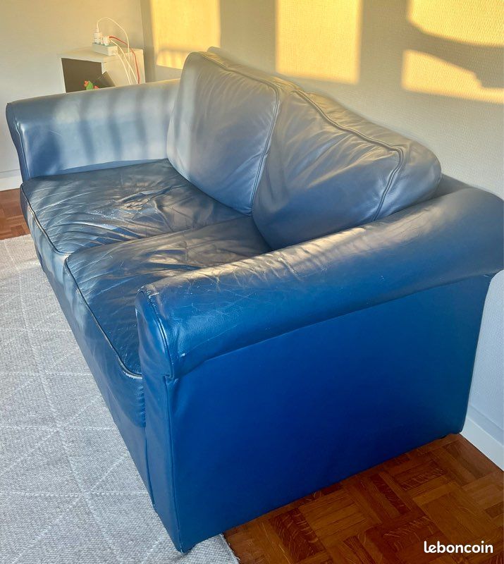 Urgent Canapé cuir bleu Roche Bobois (image 2)