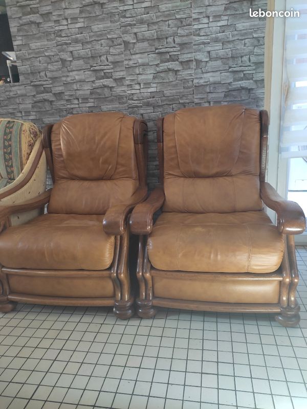 Fauteuils cuir marron (image 1)