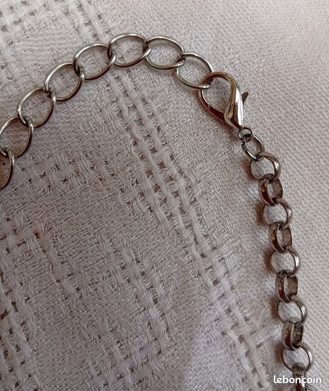 Collier Plastron Vintage Argenté Grandes Ailes Réglable - Bijou Fantaisie Femme 5824