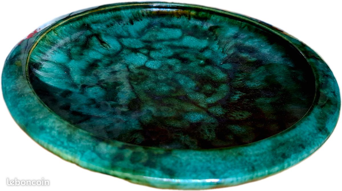 Plat de présentation ceramique vert émeraude Pissareff collpseu objut broc1 (image 1)