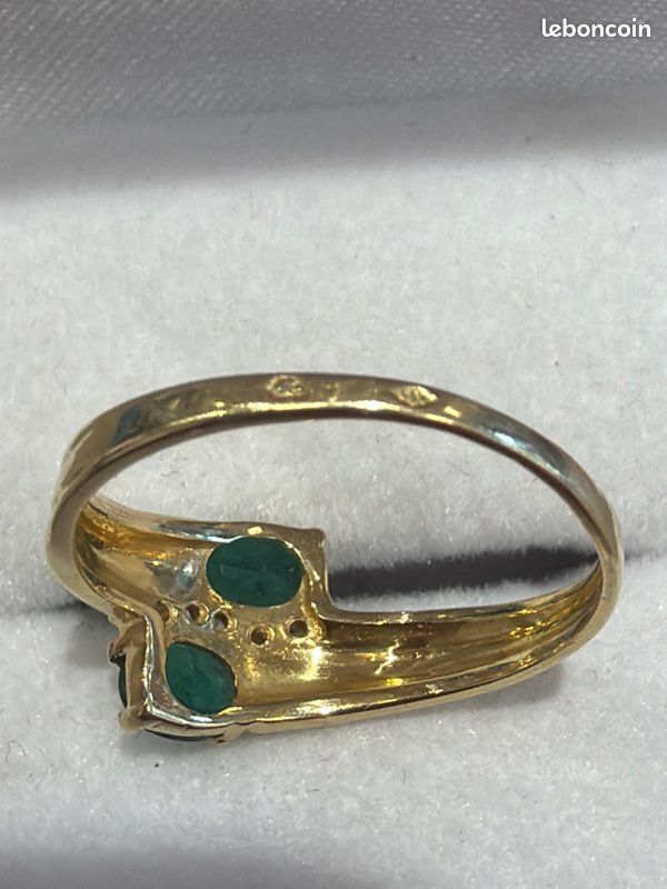 Bague OR 18 K diamants Émeraudes (image 4)