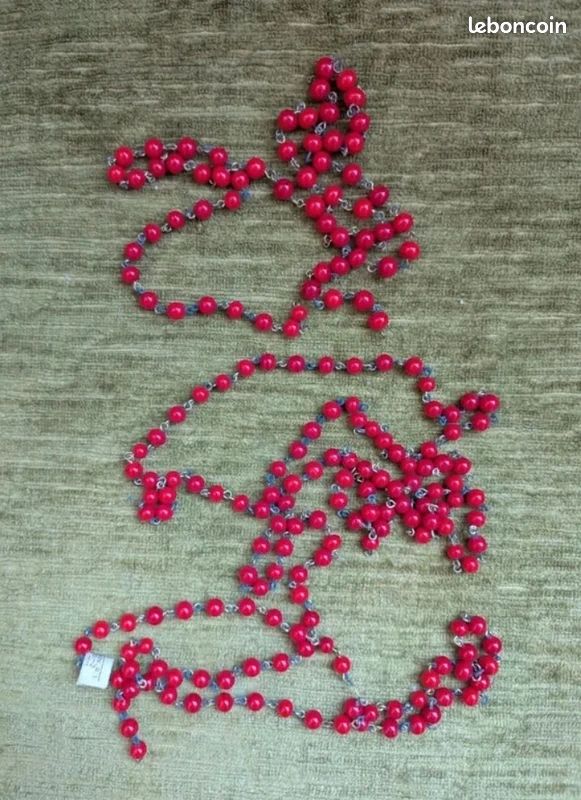 Lot De 200 Perles Anciennes En Verre Rouge Carré - Mercerie Vintage