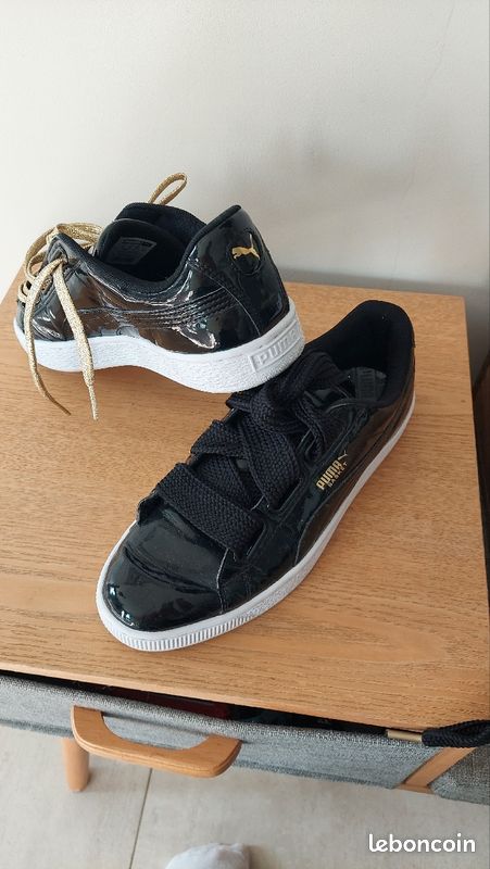 Suede Puma Puma Femme Basket Puma Noeud Derriere Puma Noir Gros