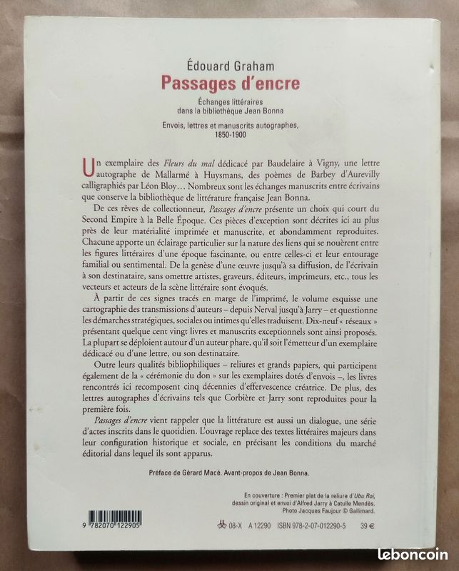 PASSAGES D'ENCRE Échanges littéraires blibliothèque Jean BONNA Préf. Jean MACÉ 2008 GALLIMARD (image 2)