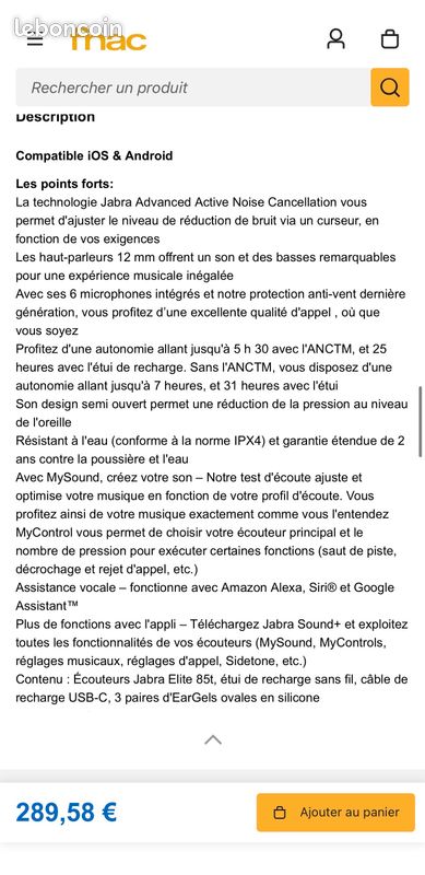 NEUFS Ecouteurs sans fil True Wireless Jabra Elite 85t avec réduction active de bruit Noir Titane (image 13)