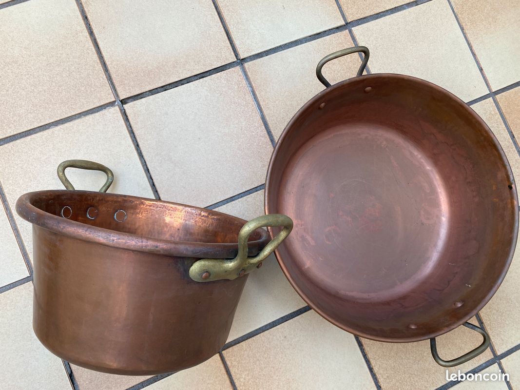 2 bassines pour confiture en cuivre (image 1)