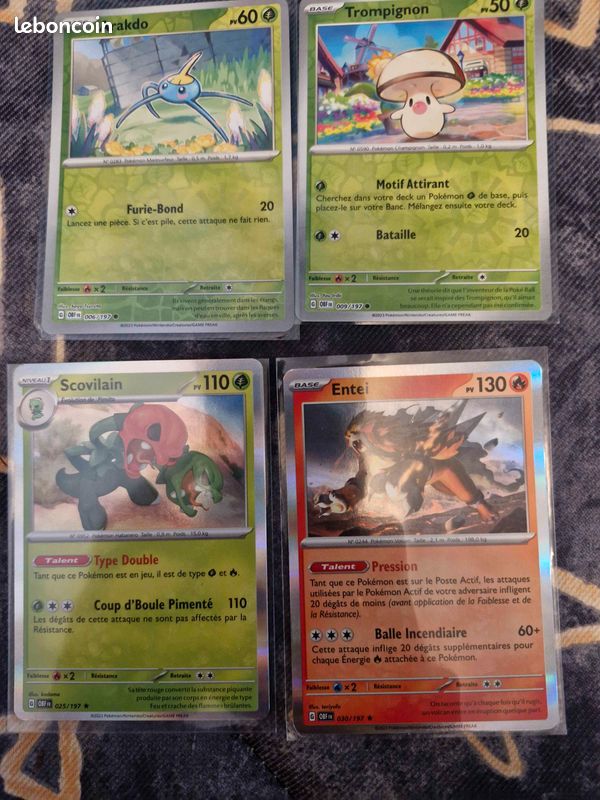 Lot 27 cartes Pokémon Flammes Obsidiennes (OBF) sous sleeve (Bekaglaçon ex) (image 2)