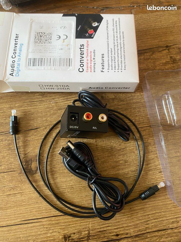 Convertisseur TosLink vers RCA Audio coaxial Numérique, réversible, par