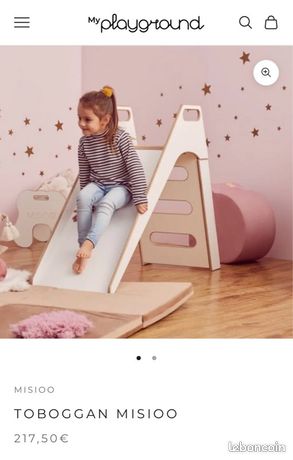Toboggan D'intérieur MISIOO – Bois MDF – 115 X 34,5 X 52 Cm – Dès 1 An – Blanc