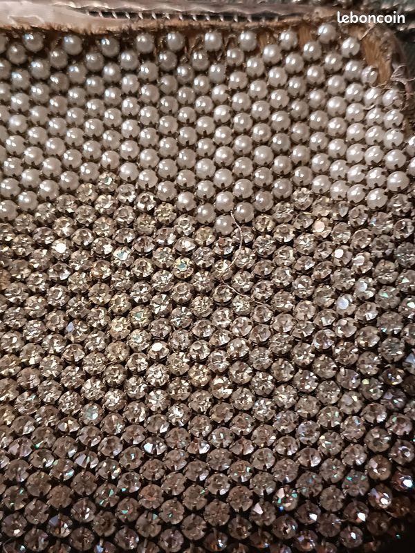 Ancienne pochette, porte-monnaie, petit sac strass, perles (image 3)