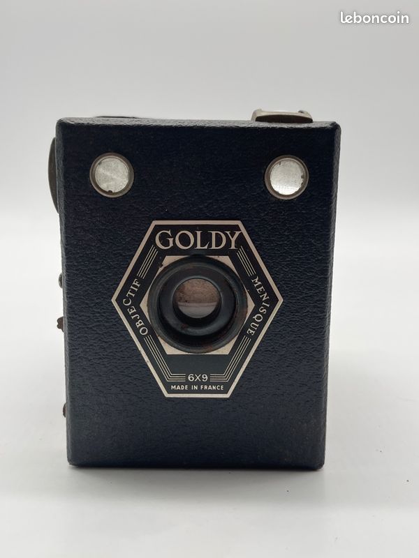 Appareil photo vintage Goldy 6x9 boîtier noir avec étui cuir France #zz35 (image 2)