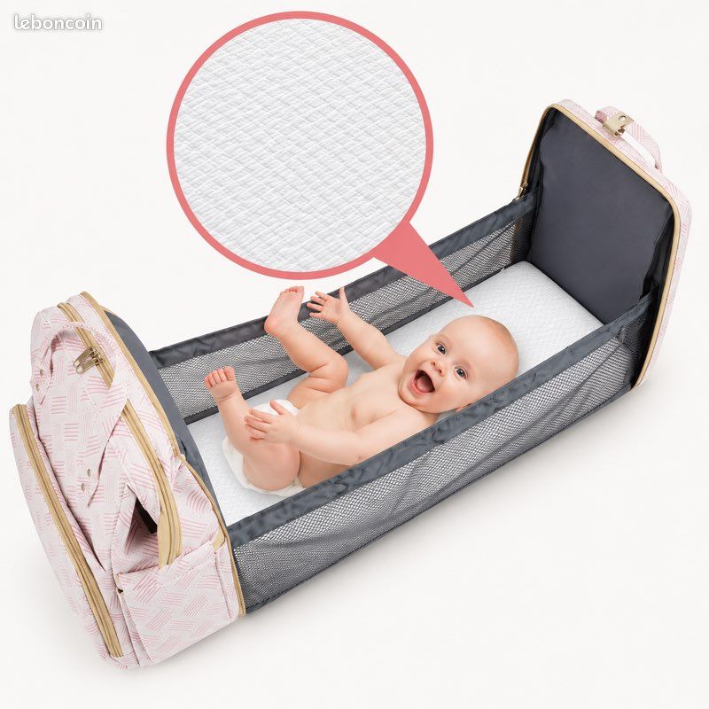 Sac à langer 3-en-1 avec lit bébé intégré + Port USB – Neuf (image 2)