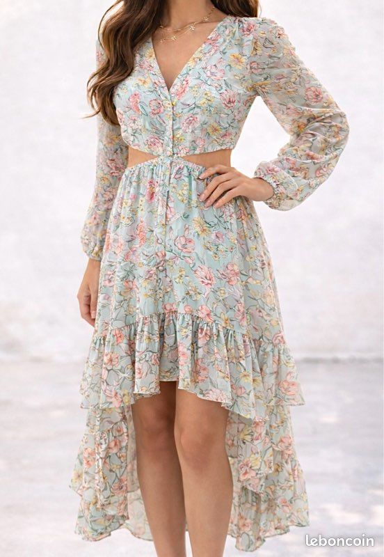 Robe Longue Trempée Occidentale Verte pour Femme, Tenue de Bureau Décontractée, Col en V, Poche Robe Longue Trempée Occidentale Verte pour Femme, Tenue de Bureau Décontractée, Col en V, Poche