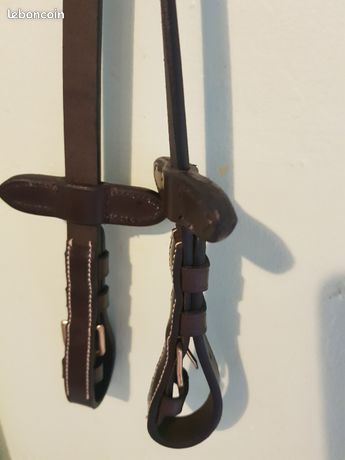Bridon Horze Constance - Muserolle Combinée Matelassée Marron - Cuir Qualité Concours
