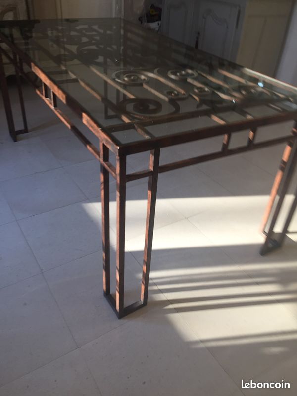 Table à manger métal et verre (image 3)