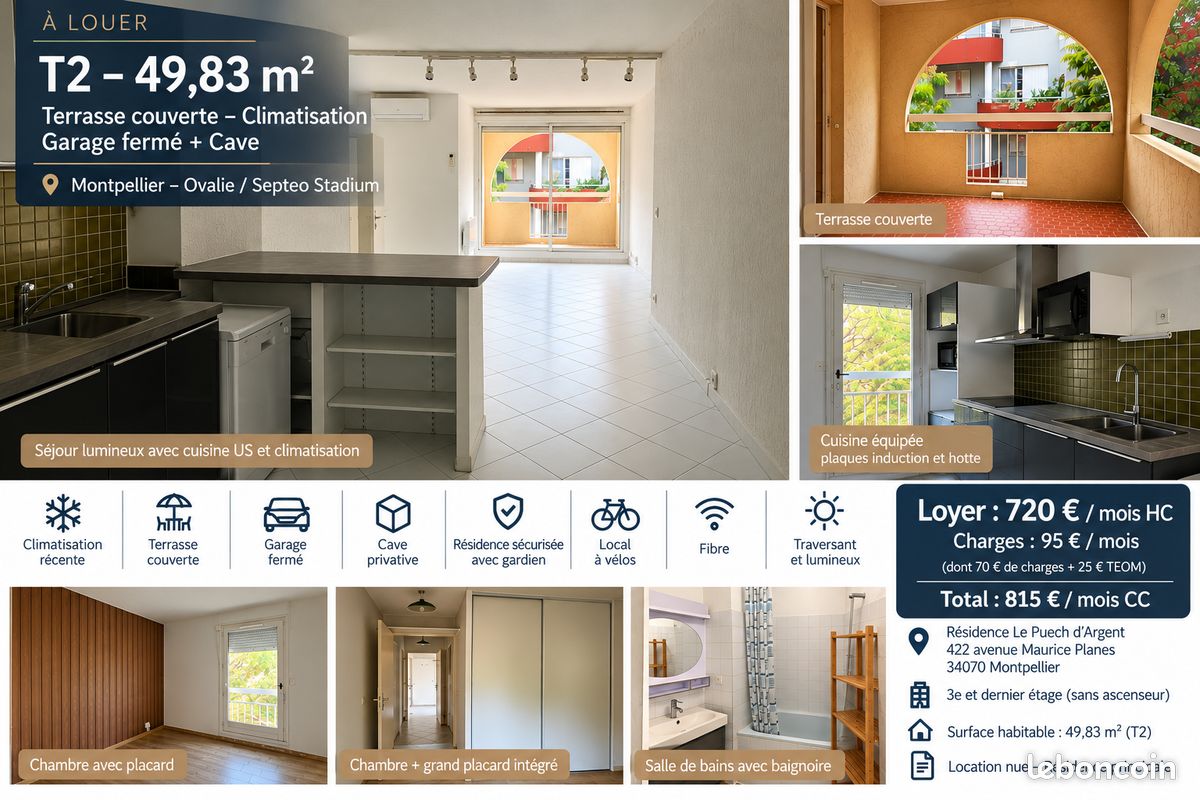 Appartement 2 pièces 50 m² · à Montpellier · 50 m² · 815 €/mois