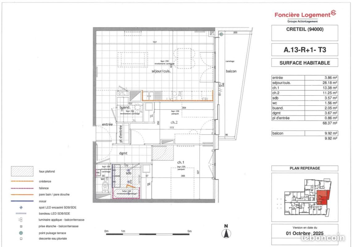 Appartement 3 pièces 68 m² · à Créteil · 68 m² · 1 278 €