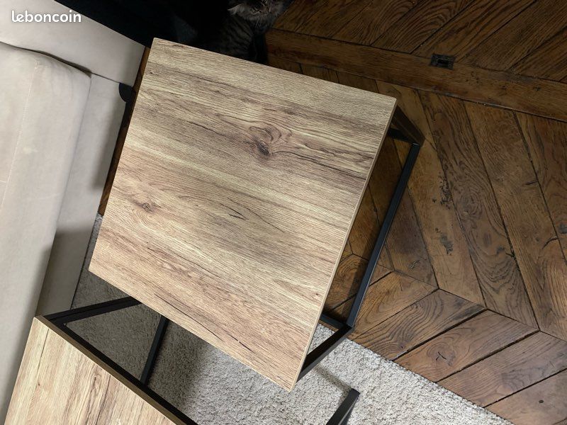Table basse gigogne noir et bois (image 3)