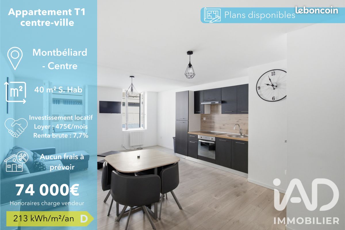 Appartement 1 pièce 40 m² · à Montbéliard · 40 m² · 74 000 €