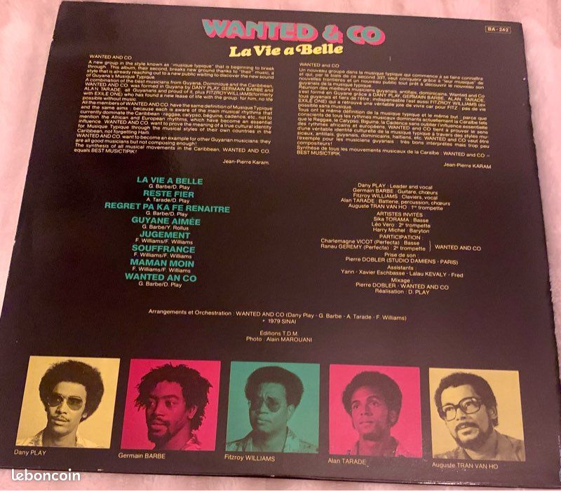 Disque Vinyle 33T LP : Wanted & Co – La Vie A Belle (image 2)