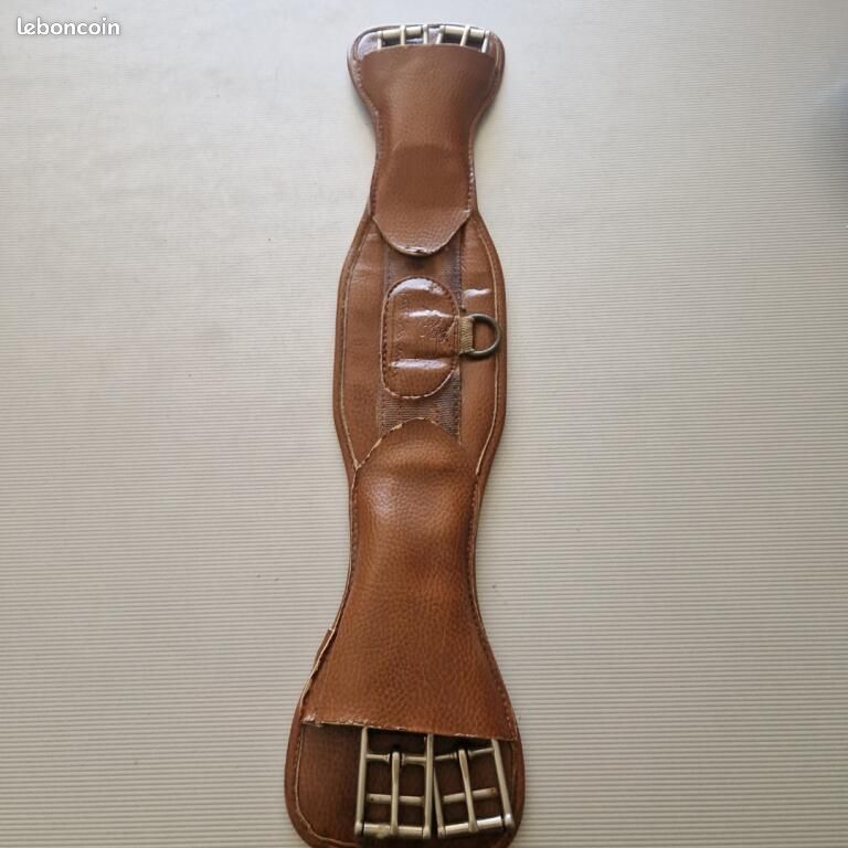Lot Ancien De Sangles Mixtes Pour Cheval – Attache Western En Cuir Et Bagues Laiton