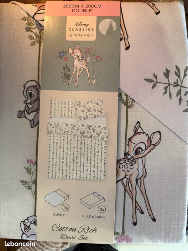 Parure housse de couette Bambi neuve 200X200 (image 1)