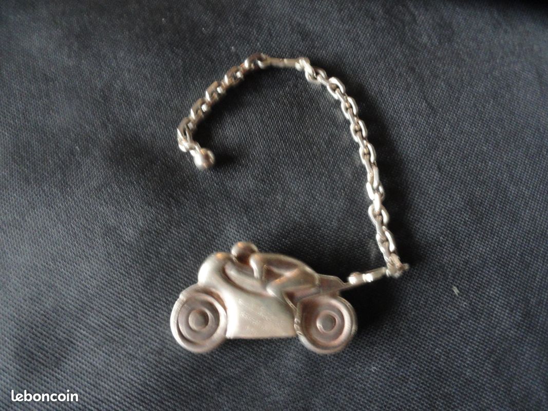 Porte-Clés Moto Cross Argenté - Métal - Marque Onwomania - Idée Cadeau