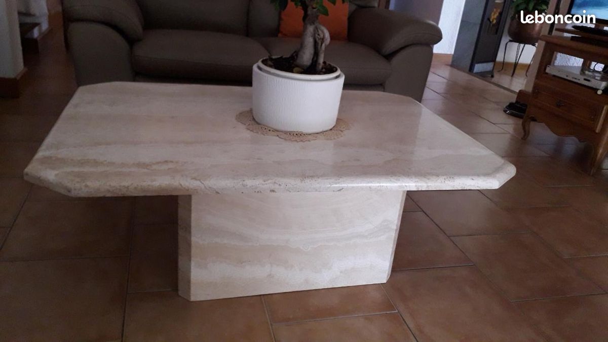 Table basse en marbre rectangulaire (image 1)