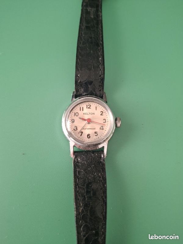 Montre Vintage Kelton Pour Femme - étanche, Cadran Doré, Bracelet Argenté, Analogique, Occasion