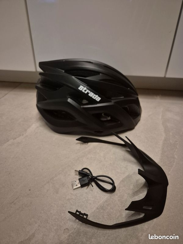 Casque vélo STRADA noir Neuf avec lumière intégrée (image 5)