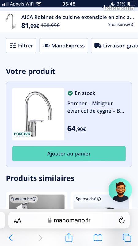 Robinet évier porcher neuf (image 2)