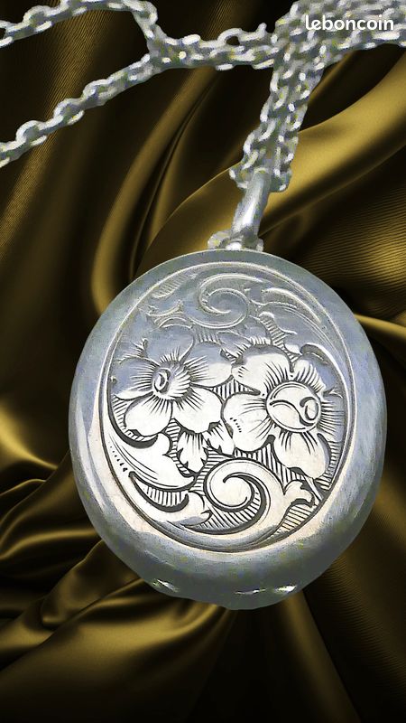 Broche Médaillon Porte-photos En Argent 925 Et Vermeil 1875 - Vintage, Monogramme LL