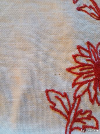 Tissu coton brodé blanc cassé '3B Com' Fleurs 135 cm par 50 cm (à la coupe Tissu coton brodé blanc cassé '3B Com' Fleurs 135 cm par 50 cm (à la coupe