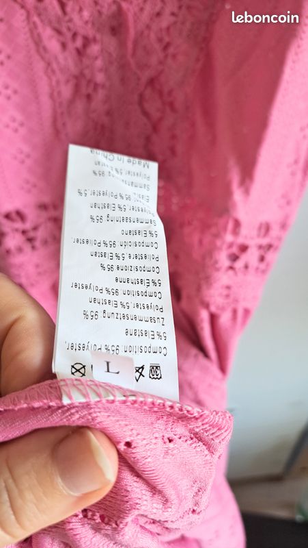 Robe Été Femme Rose Broderie Anglaise Plage Vacances (image 7)