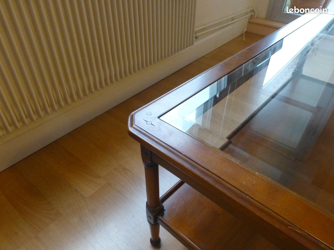 Table Basse bois dessus vitré (image 1)