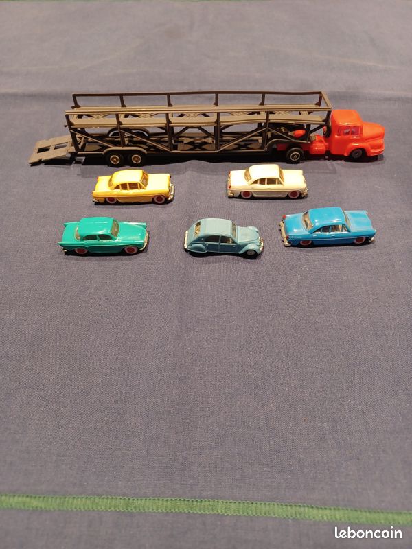 Ancien Camion Unic ZU 120 Porte Voitures & 3 Simca Ariane & 1 Simca Aronde P60 & 1 Citroen 2CV AZ Micro Norev Années 1950 (image 8)