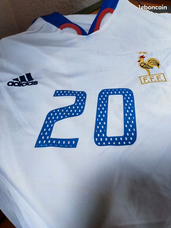 POLO EQUIPE DE France coupe du monde vintage Adidas Blanc Football Stock Pro EUR 43,00 - FR