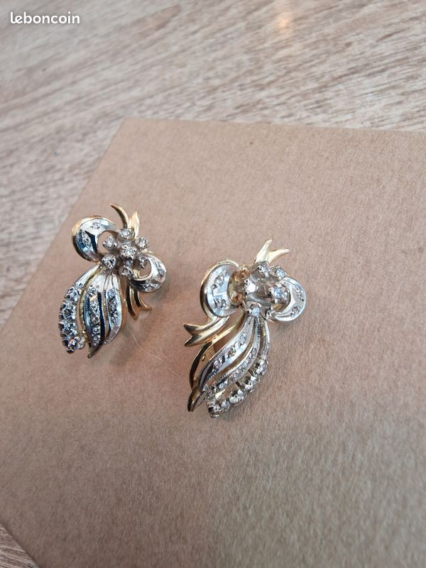 Boucles D’oreilles Dormeuses Anciennes En Or 18 Carats - 2 Paires En Une, 4,3 Grammes