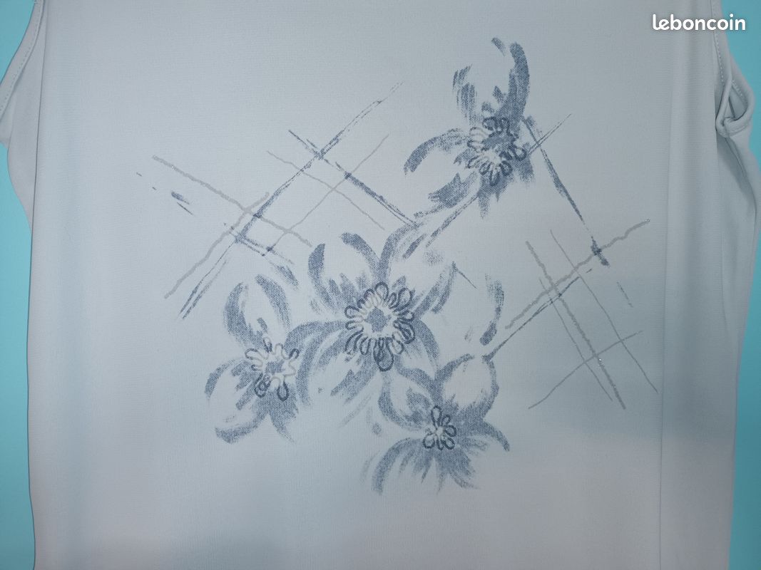 Débardeur gris avec fleurs T46 (mam33133) (image 3)