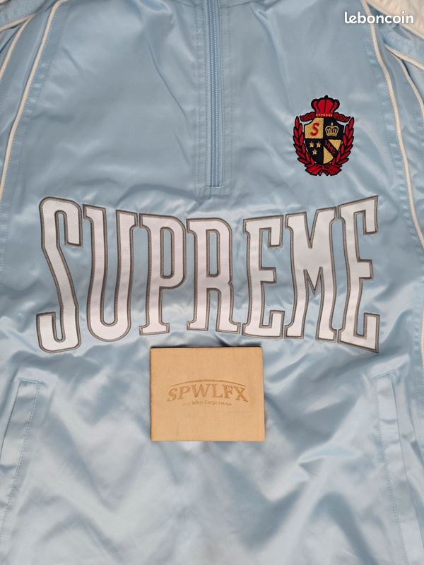 Supreme Satin Piping Pullover Half-Zip Tracksuit Jacket Light Blue