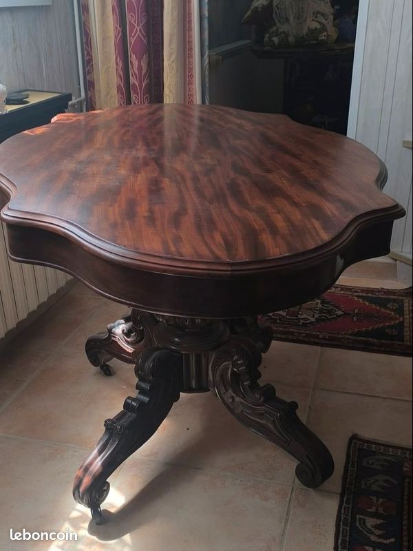 Table violon ancienne Napoléon III en noyer (image 1)