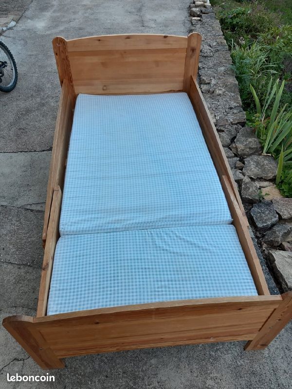Lit enfant en bois évolutif (190x90 et 140x90) à partir de 2ans, avec matelas 2 pièces (image 4)