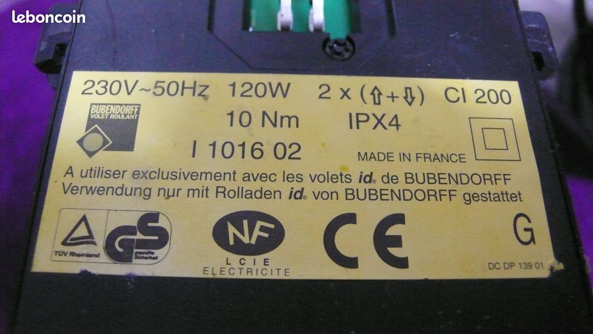 Motorisation volet Bubendorff ID 10nm Gauche reconditionné (image 3)