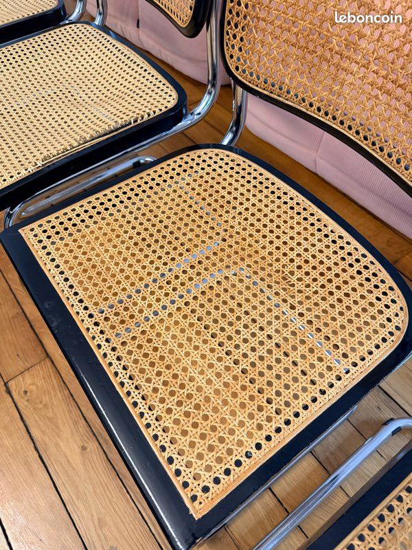 Lot 4 chaises vintage Marcel Breuer S 32 noires (image 6)