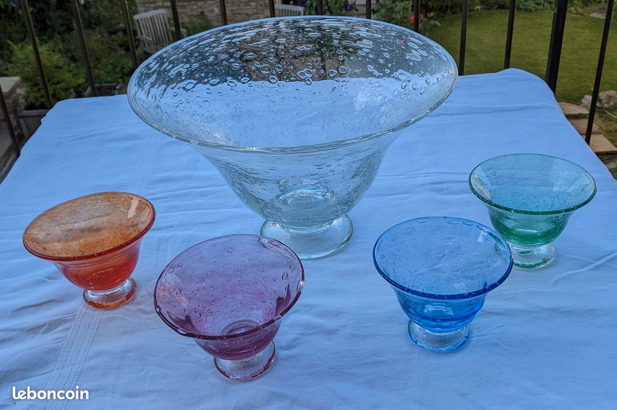 Attribué à Biot - Service de table (8) - Verre bullé