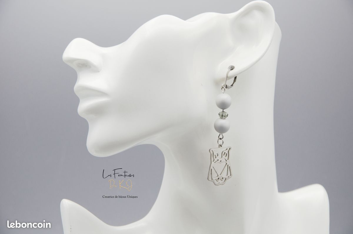 Bijoux femme Boucles d'oreilles "NOCTURNA" Acier et Cristal autrichien 50 mm Cadeau Assembler mains (image 5)