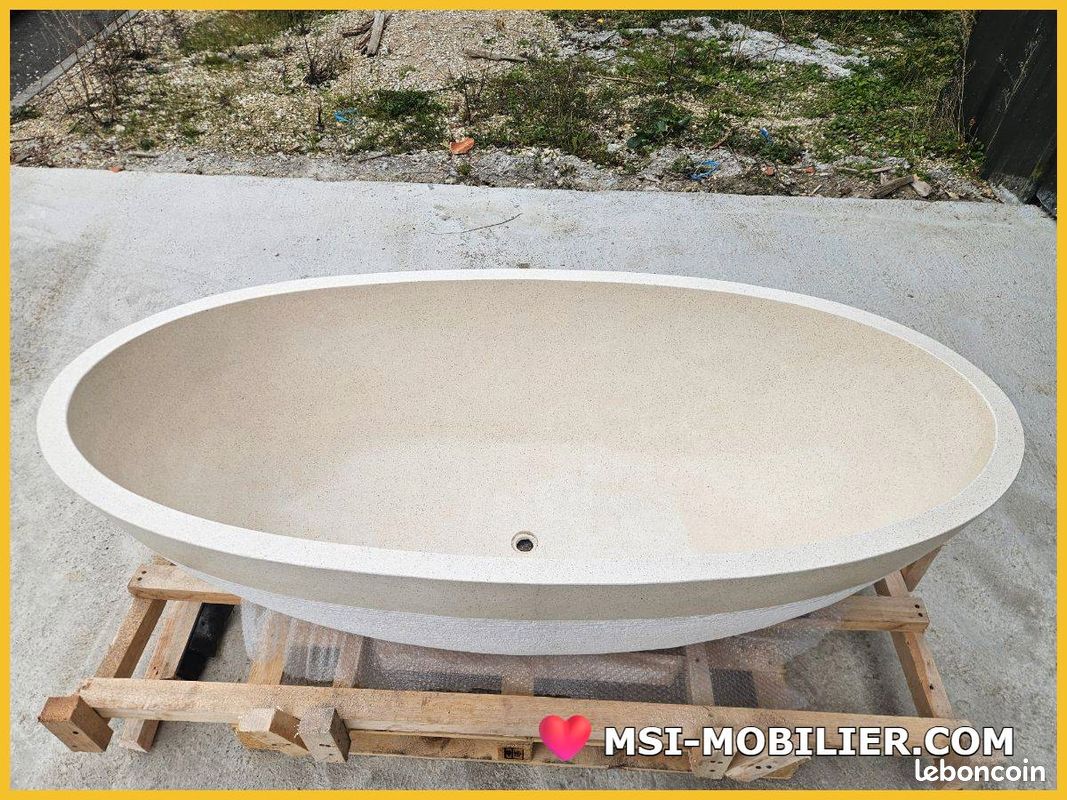 ❤️ Baignoire en pierre design martelé, parfaite pour une salle de bain agréable au quotidien (image 4)