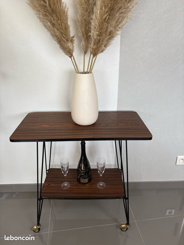 Desserte / Table d'appoint sur roulettes - Style vintage (image 4)