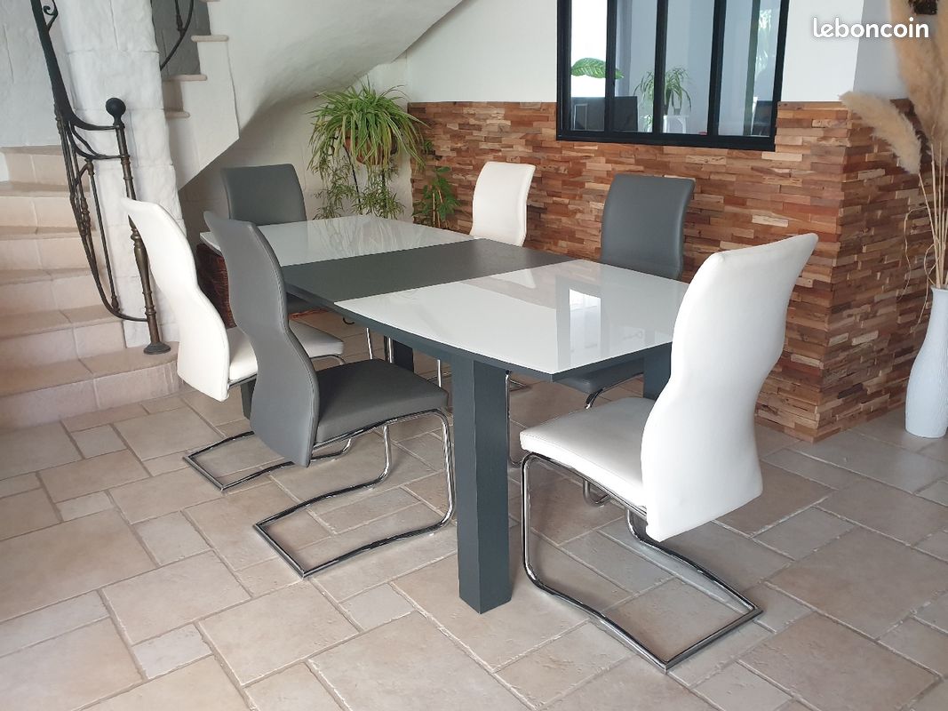 Table verre blanc (image 4)